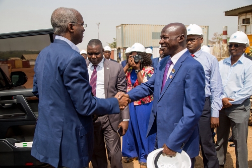 Hon Minister of Power Works  Housing Mr Babatunde FasholaSANleft and Acting Chairman Economic and Financial Crimes Commission EFCC Mr Ibrahim Maguright during the Ministers inspection of the EFCCs New Office Building at the Airport Road Jabi Abuja on Monday 22nd January 2018