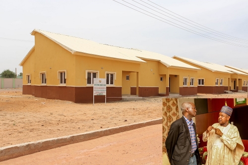 A cross section of the 2bedroom Semi Detached Bungalows of the National Housing Programme in Birnin Kebbi Kebbi State INSETHon Minister of Power Works  Housing Mr Babatunde Fashola SANleft and Governor of Kebbi State Sen AbubakarAtiku Baguduright during a courtesy visit to the StateGovernment House in Kebbi State on Tuesday 8thMay 2018