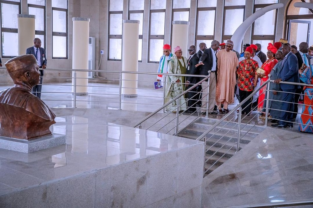 Mission Accomplished 23 Years After     President Muhammadu Buhari  right    Hon  Minister of Power  Works   Housing  Mr Babatunde Fashola  SAN  left   Governor of Anambra State  Chief Willie Obiano  middle  and others during the Commissioning of the Zik Mausoleum and Conference Centre  built in honour of the first President of Nigeria   Late Rt  Hon  Nnamdi Azikiwe  at the Inosi     Onira Retreat in Onitsha  Anambra State on Thursday 24th  January 2019