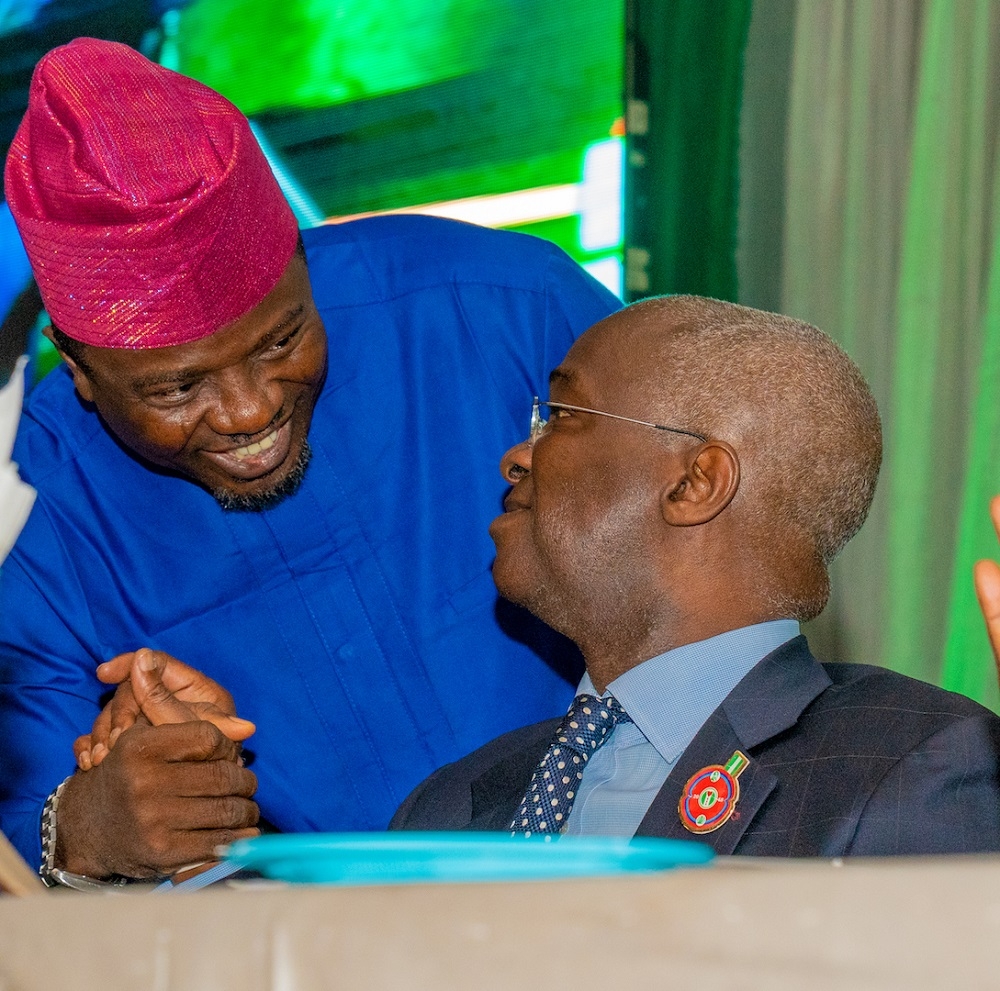 Hon  Minister of Works   Housing  Mr Babatunde Fashola SAN right  and Chairman House Commitee on Lands and Urban Development  Hon  Jide Jimoh left during   the 8th Meeting of the National Council on Lands  Housing and Urban Development with the theme   Housing Development and Consumer Credit as Strategies for National Prosperity   held at the Main Auditorium  Chida Hotel   Utako District  Federal Capital Territory  Abuja on Thursday 7th  November 2019