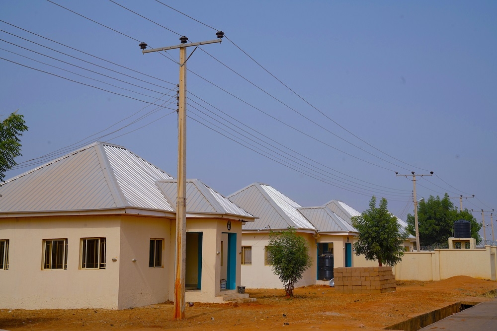 Cross section of 2 bedroom semi detached bungalows at Gombe State Investment Housing Estate built under the Federal Mortgage Bank of Nigeria FMBN  Estate Development Loan  EDL  Window during the Estate s commissioning by the  Hon  Minister of Works and Housing  Mr Babatunde Fashola SAN  at the Project Site  along Dukku Road  Gombe  Gombe State on Thursday  20th  February 2020