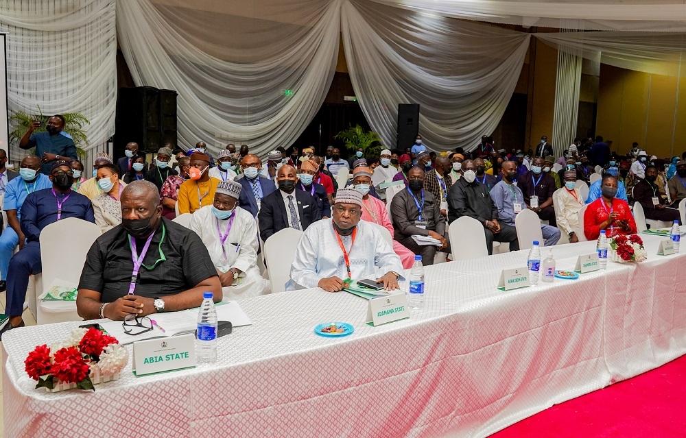 Cross Section of the Commissioners of Housing during the 10th Meeting of the National Council on Lands, Housing and Urban Development, with the theme,&quot; Housing Development as a Catalyst for Job Creation, Social Inclusion and Economic Development,&quot; at the D&#039;Podium International Event Centre in Ikeja, Lagos on Thursday, 21st October, 2021. 