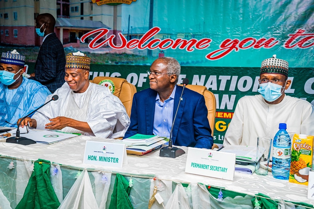 PIX THREE: Hon. Minister of Works and Housing, Mr Babatunde Fashola, SAN (2nd right),Governor of Sokoto State, Hon. Aminu Waziri Tambuwal (2nd left), Permanent Secretary in the Ministry, Mr Bashir Nura AIkali (right) and Deputy Governor Sokoto State, Hon Manir Muhammad Dan Iya (left) during the 11th Meeting of the National Council on Lands, Housing and Urban Development with the theme, &quot;Housing Our People, by All of Government and All Our People,&quot; at the Dankani Guest Palace Hotels Ltd, Sokoto, Sokoto State on Thursday, 28th July 2022. 