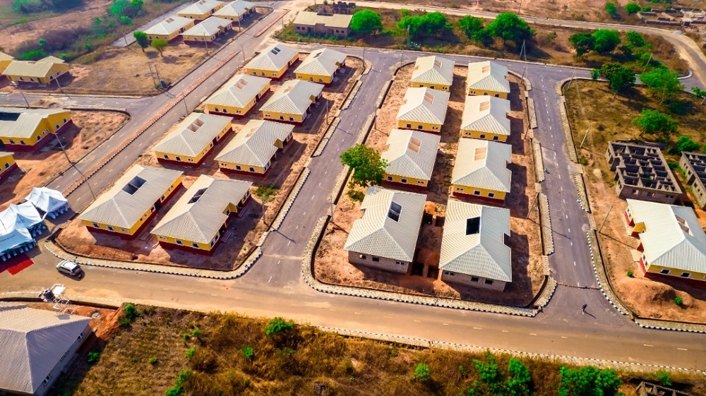 AERIAL VIEW: OFFICIAL COMMISSIONING OF HOUSING PROJECTS UNDER THE NATIONAL HOUSING PROGRAMME (NHP) PHASE 1 IN KWARA STATE, ON FRIDAY 16TH OF DECEMBER, 2022.