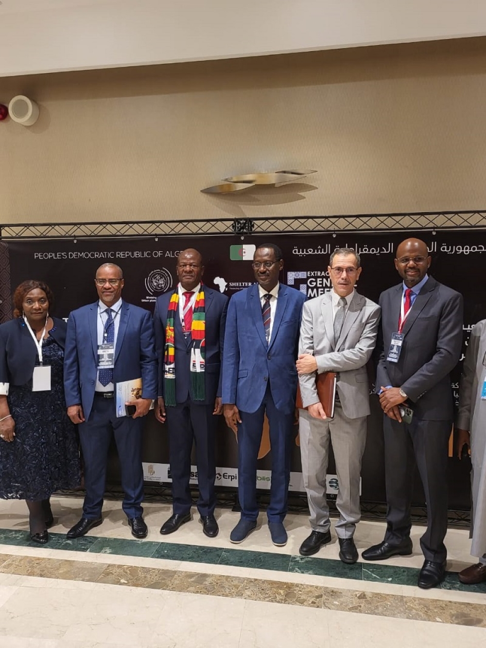 Honorable Minister for Housing and Urban Development, Arc. Ahmed Musa Dangiwa (Centre) with other dignataries/delegates at the 2023 Extraordinary General Meeting (EGM) of Shelter Afrique commenced today at Sheraton Club des Pins Resort (Hotel Sheraton Alger) in Algiers, Algeria