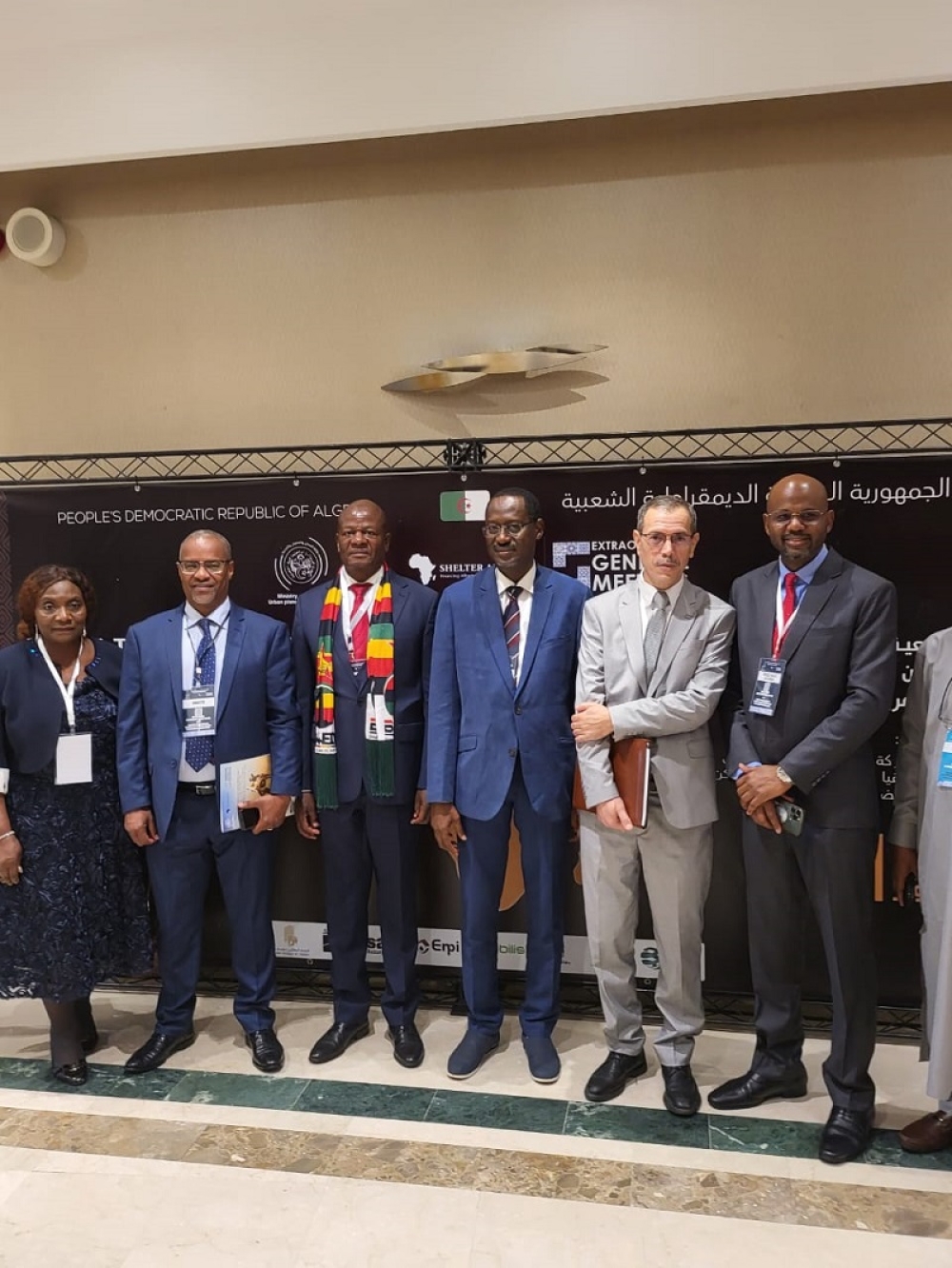 Honorable Minister for Housing and Urban Development, Arc. Ahmed Musa Dangiwa (Centre) with other dignataries/delegates at the 2023 Extraordinary General Meeting (EGM) of Shelter Afrique commenced today at Sheraton Club des Pins Resort (Hotel Sheraton Alger) in Algiers, Algeria