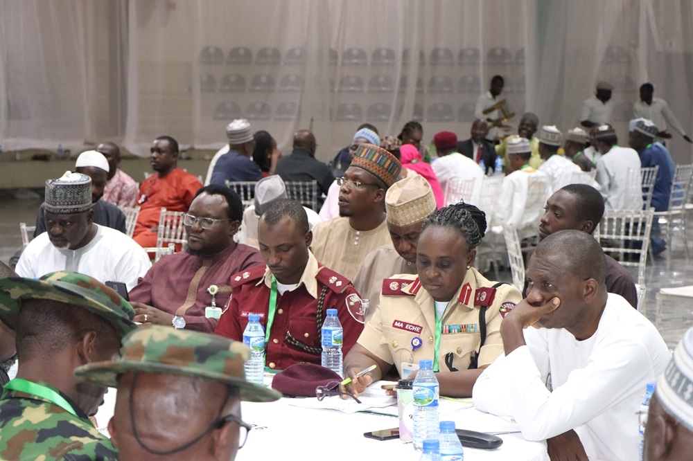 L – R. Director Urban and Regional Dev. Department, Dr. Olakunde Akinola, Mr. Kolapo Raheem, Director, Planning, Research and Statistics, Permanent Secretary, Federal Ministry of Works and Housing, Mr. Mahmuda Mamman, Mallam Rabiu Yunusa, Permanent Secretary, Kaduna State Ministry of Housing and Urban Development, Mrs. Lucy Uzodima, Director Public Building and Housing Development and Director, Engineering Services Dept, Engr. Cyril Onyeneke at the 12th Meeting of the National Council on Lands, Housing and Urban Development holding at Umaru Musa Yar Adua Conference Centre, Independence Way, Kaduna, Kaduna State on the 13th – 17th November, 2023