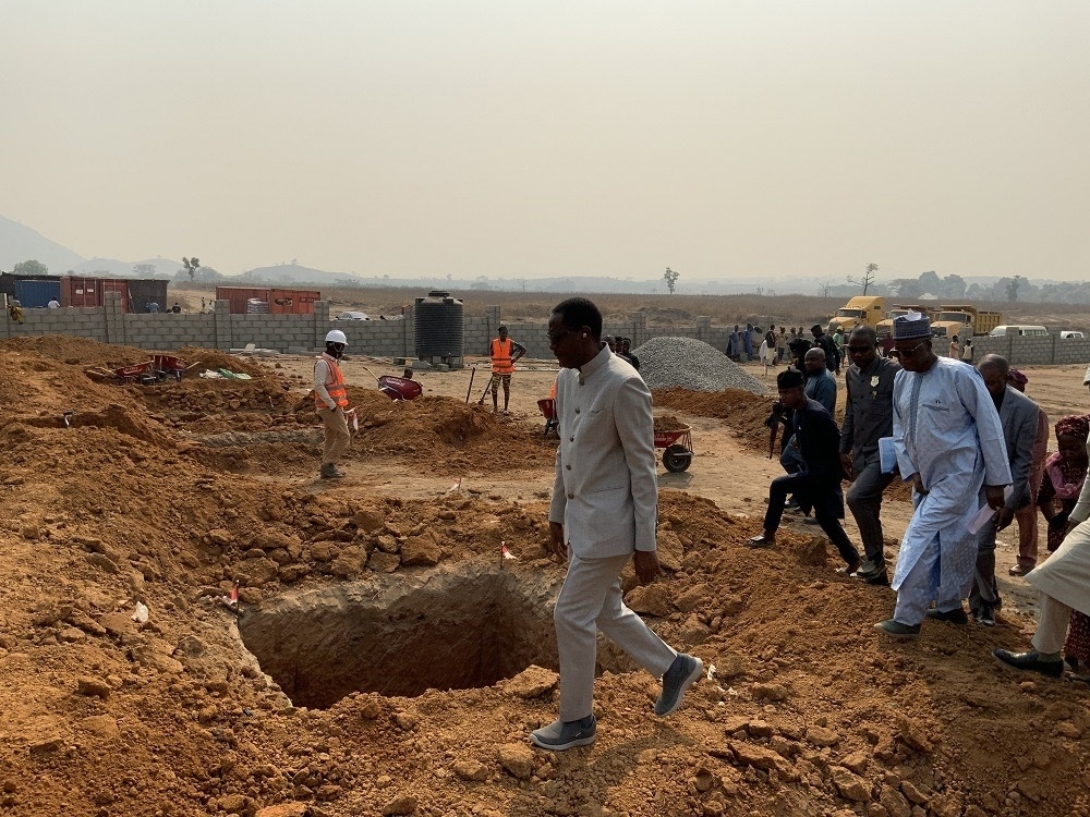 The Honourable Minister of Housing and Urban Development, Arch. Ahmed Musa Dangiwa, the Hon. Minister of State, Abdullahi Tijjani Gwarzo, Permanent Secretary, Dr. Marcus Ogunbiyi and Some Directors inspect work at the site for the proposed Renewed Hope City at Karsana Estate Phase 3, Abuja