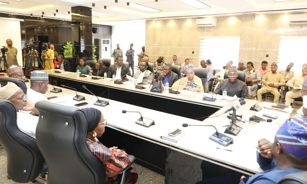 Minister of Housing and Urban Development, Arc. Ahmed Musa Dangiwa when he summoned cement manufacturers to a meeting at the Ministry headquarters in Abuja, on Tuesday 20th February 2024.