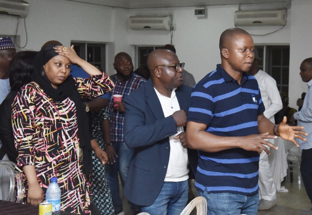 Federal Ministry of Housing and Urban Development Permanent Secretary, Dr. Marcus O. Ogunbiyi, the wife and management staff of the Ministry in a dinner party after the Retreat on the Ministerial Performance Management System (MPMS) held at De Bentley Hotel, Abuja on the 11th May, 2024.