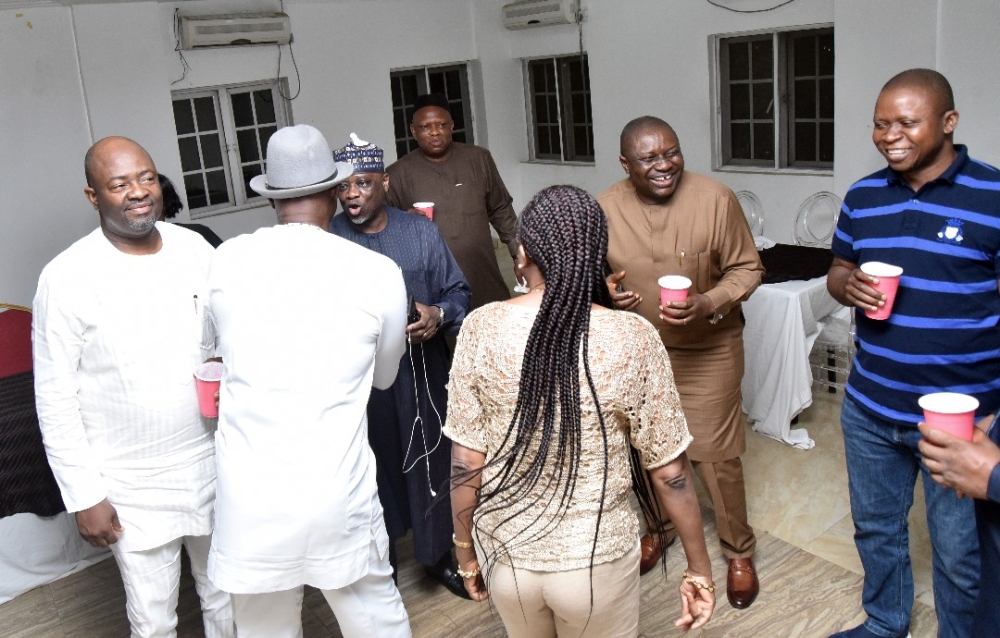 Federal Ministry of Housing and Urban Development Permanent Secretary, Dr. Marcus O. Ogunbiyi, the wife and management staff of the Ministry in a dinner party after the Retreat on the Ministerial Performance Management System (MPMS) held at De Bentley Hotel, Abuja on the 11th May, 2024.