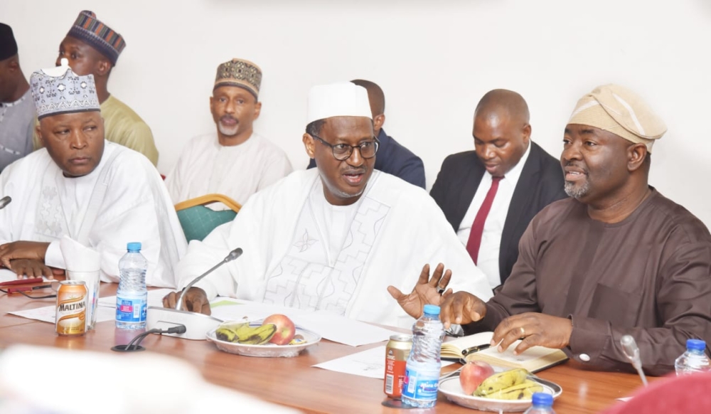 Hon. Minister, Arc. Ahmed Musa Dangiwa, Hon Minister of State, His Excellency Engr. (Dr.) Abdullahi Tijjani Muhammad Gwarzo and management staff of the Ministry with Senate Committee on Lands, Housing and Urban Development on the 17th July, 2024