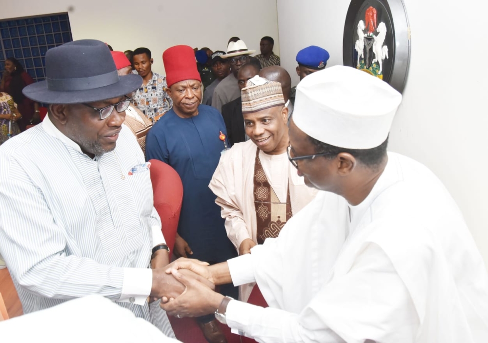 Hon. Minister, Arc. Ahmed Musa Dangiwa, Hon Minister of State, His Excellency Engr. (Dr.) Abdullahi Tijjani Muhammad Gwarzo and management staff of the Ministry with Senate Committee on Lands, Housing and Urban Development on the 17th July, 2024