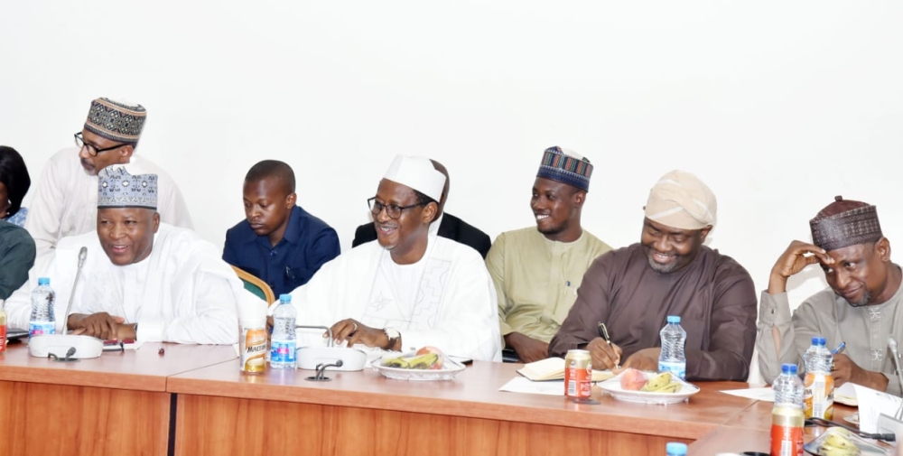 Hon. Minister, Arc. Ahmed Musa Dangiwa, Hon Minister of State, His Excellency Engr. (Dr.) Abdullahi Tijjani Muhammad Gwarzo and management staff of the Ministry with Senate Committee on Lands, Housing and Urban Development on the 17th July, 2024