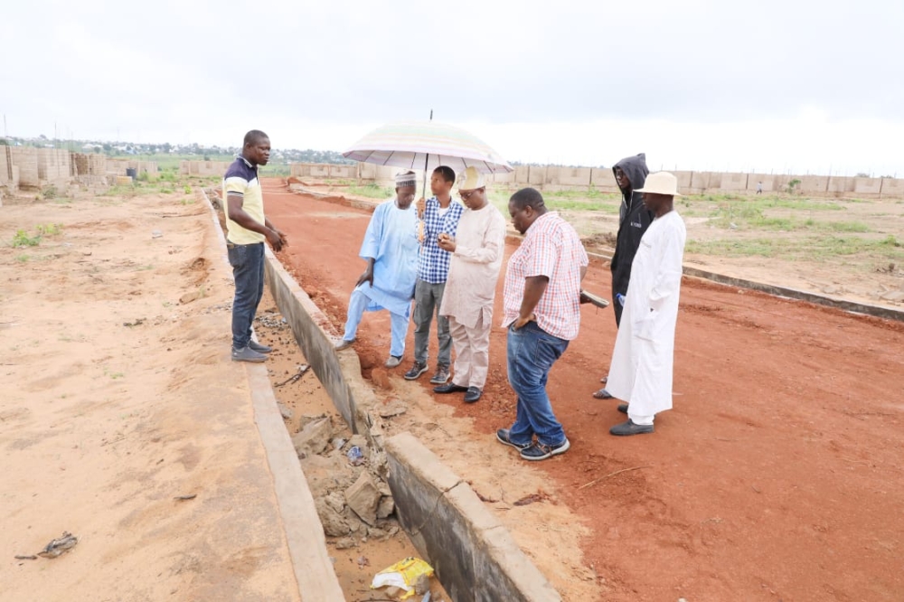 Inspection visit of Renewed Hope Housing Estate, Lafiya, Nassarawa State by the Director (Public Building & Housing Development), QS Pemi Temitope in company of the Director (Press & Public Relations),  Salisu Badamasi Haiba.