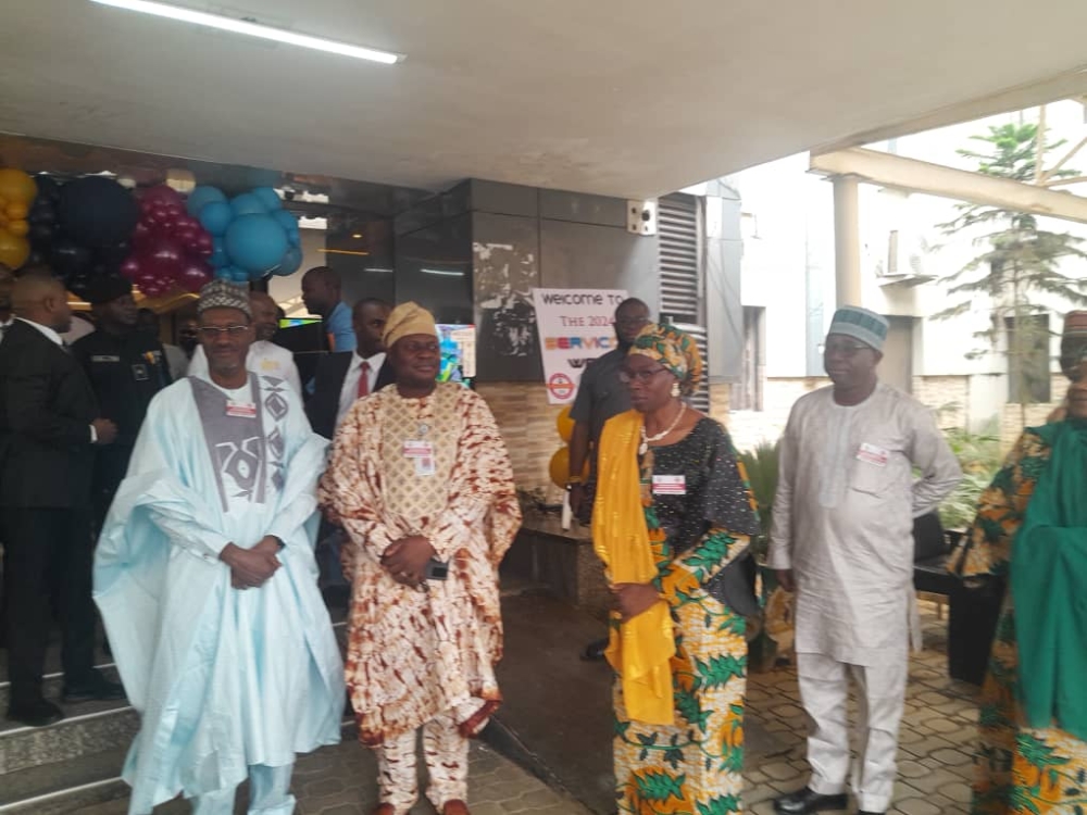 Ocassion of the Celeberation of Year 2024 SERVICOM Customer Service Week, Monday,  October 7th, 2024.  Hon Minister, Arch Ahmed Dangiwa and Permanent Secretary, Dr Marcus Ogunbiyi , Head, Reform Coordination & Service Improvement in a group photograph with Servicom Ambassadors in the Ministry.