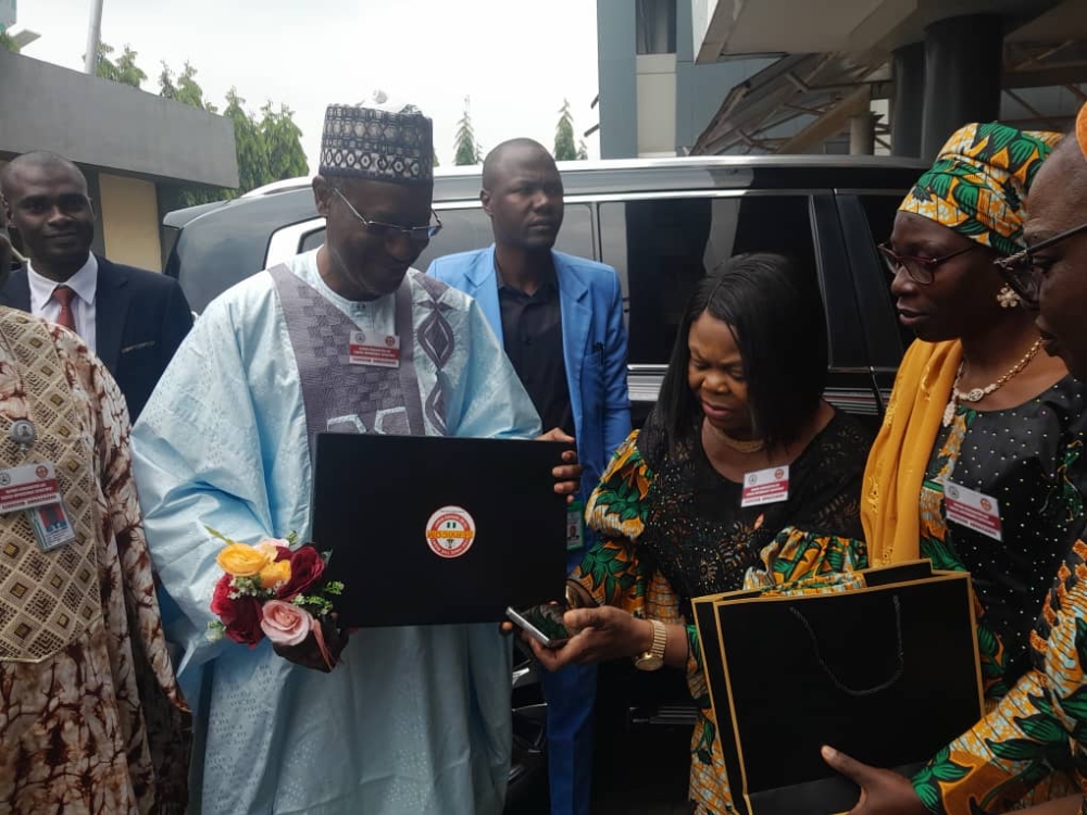 Ocassion of the Celeberation of Year 2024 SERVICOM Customer Service Week, Monday,  October 7th, 2024.  Hon Minister, Arch Ahmed Dangiwa and Permanent Secretary, Dr Marcus Ogunbiyi , Head, Reform Coordination & Service Improvement in a group photograph with Servicom Ambassadors in the Ministry.