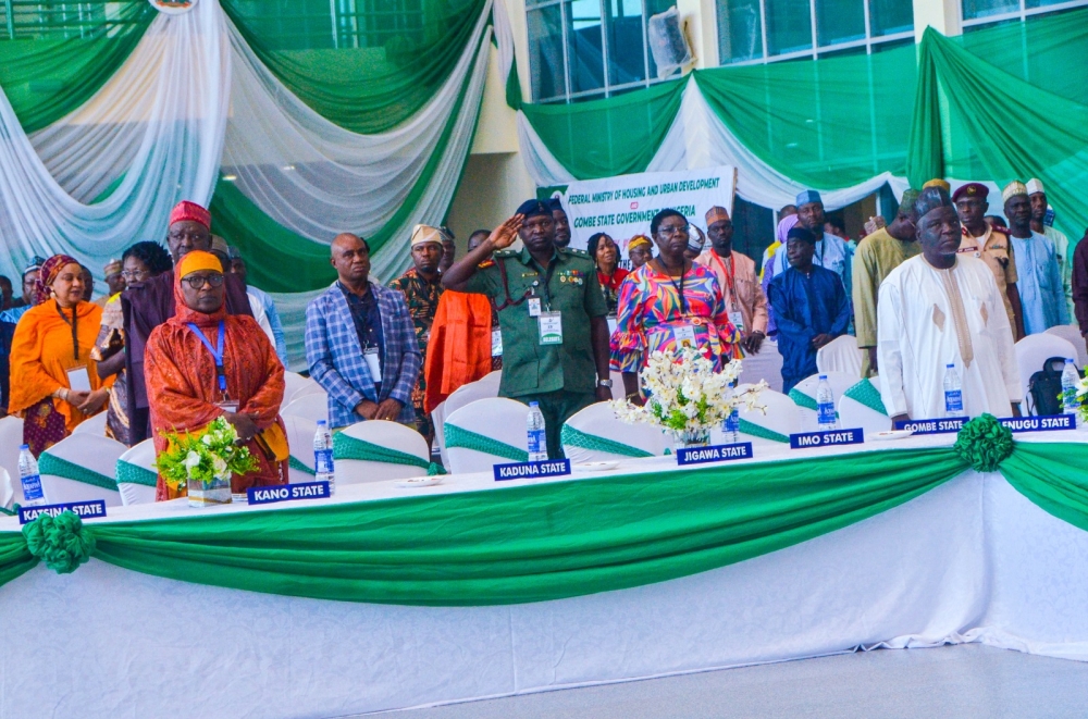 Presentation of the Technical Report of Directors' Meeting to the Permanent Secretary,  Federal Ministry of Housing and Urban Development,  Dr Marcus Ogunbiyi,  Chairman,  Body of Permanent Secretaries during the 13th Meeting of the National Council on Lands Housing and Urban Development by the Director Planning,  Research and Statistics,  Mohammed Bala Saulawa in Gombe State, Wednesday,  November 13th, November,  2024