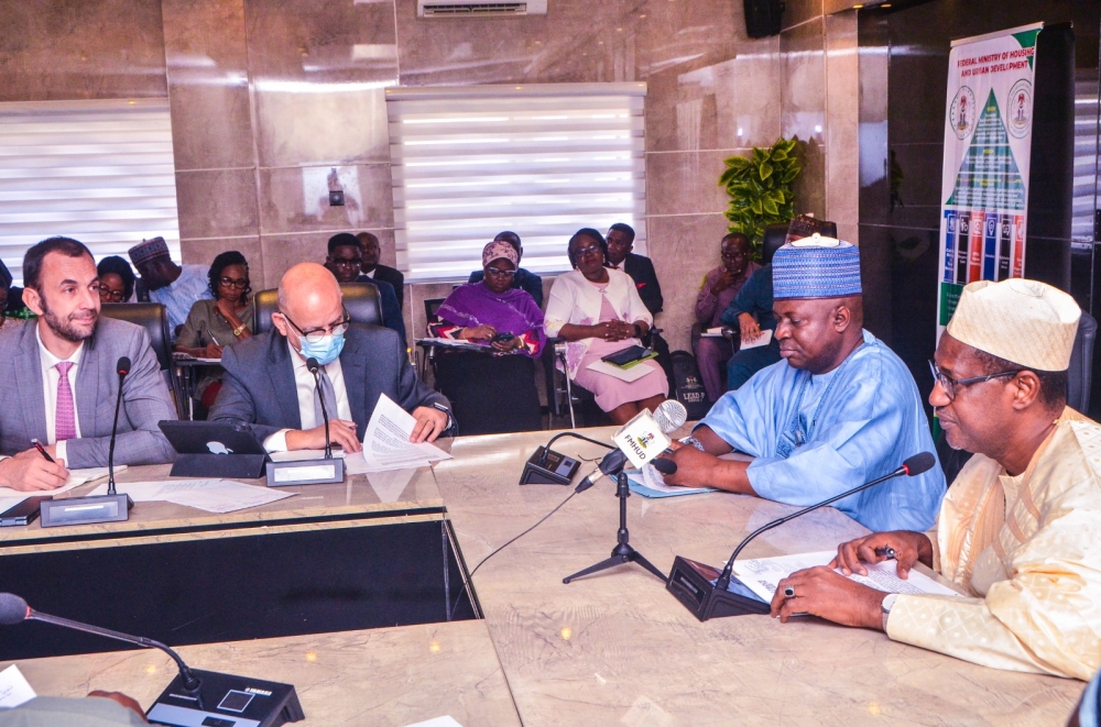 PHOTO SPEAK: Hon. Minister of Housing and Urban Development Arch. Ahmed Musa Dangiwa ; Permanent Secretary, FMHUD, Dr. Marcus Ogunbiyi and Directors in the Ministry, Meeting with Technical Mission from the World Bank on Land Titling Registration. and Cadstre. Monday 18th November, 2024