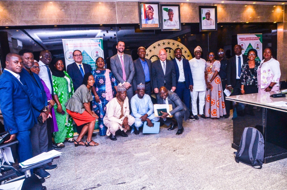 PHOTO SPEAK: Hon. Minister of Housing and Urban Development Arch. Ahmed Musa Dangiwa ; Permanent Secretary, FMHUD, Dr. Marcus Ogunbiyi and Directors in the Ministry, Meeting with Technical Mission from the World Bank on Land Titling Registration. and Cadstre. Monday 18th November, 2024