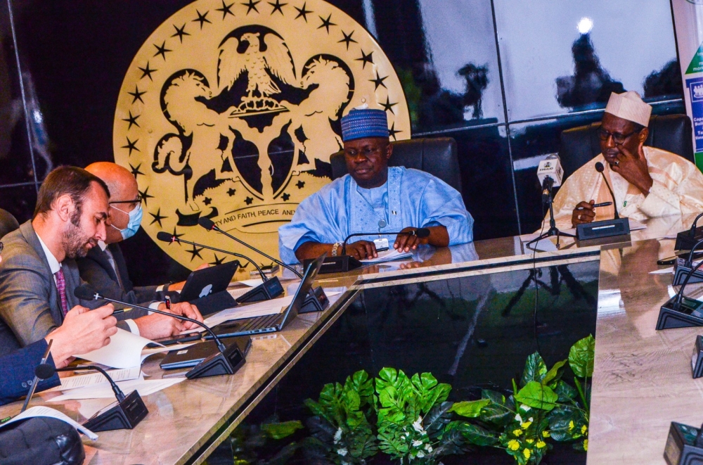 PHOTO SPEAK: Hon. Minister of Housing and Urban Development Arch. Ahmed Musa Dangiwa ; Permanent Secretary, FMHUD, Dr. Marcus Ogunbiyi and Directors in the Ministry, Meeting with Technical Mission from the World Bank on Land Titling Registration. and Cadstre. Monday 18th November, 2024