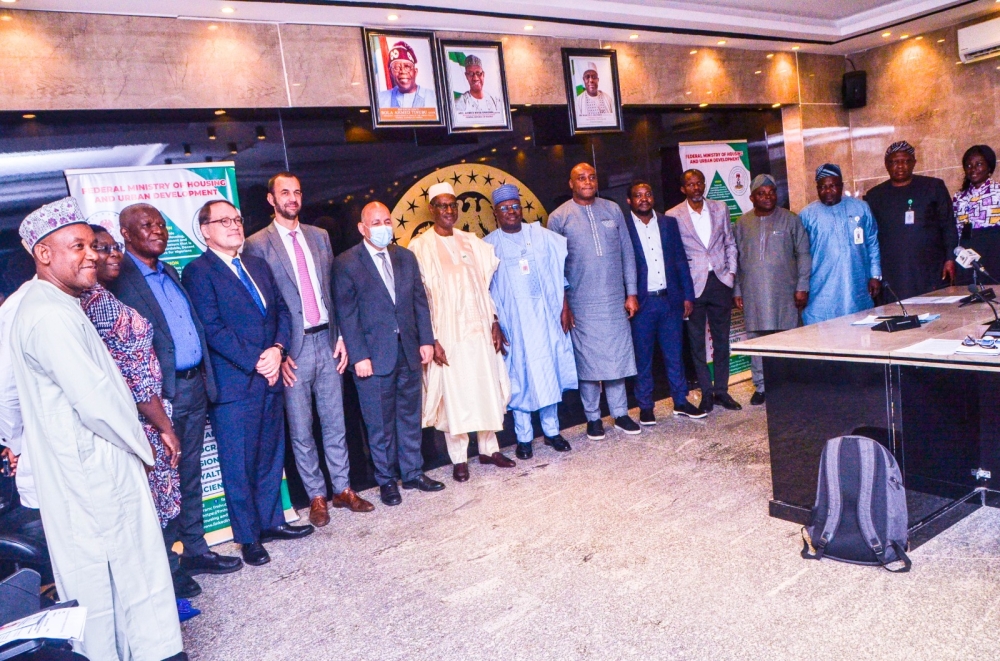 PHOTO SPEAK: Hon. Minister of Housing and Urban Development Arch. Ahmed Musa Dangiwa ; Permanent Secretary, FMHUD, Dr. Marcus Ogunbiyi and Directors in the Ministry, Meeting with Technical Mission from the World Bank on Land Titling Registration. and Cadstre. Monday 18th November, 2024