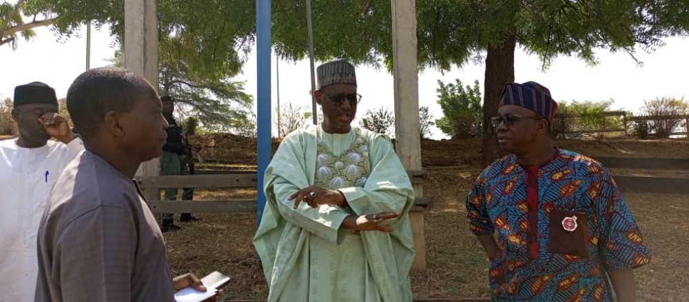 Photo Speak Minister of Housing and Urban Development, Arc. Ahmed Musa Dangiwa, accompanied by the Director  HOD Public Buildings and other officials, inspected the progress of work at the site of the new office complex today, December 31st, 2024, marking the final workday of the year