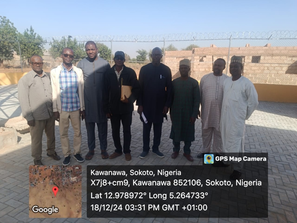 INSPECTION VISIT OF THE WATER PROJECT FOR RENEWED HOPE HOUSING PROGRAMME (RHHP) SITE AT SOKOTO STATE BY THE DIRECTOR/HOD CIVIL ENGINEERING. HE WAS RECEIVED AT THE SITE BY THE CONTROLLER AND THE FIELD OFFICE STAFF ON 18TH DECEMBER 2024.