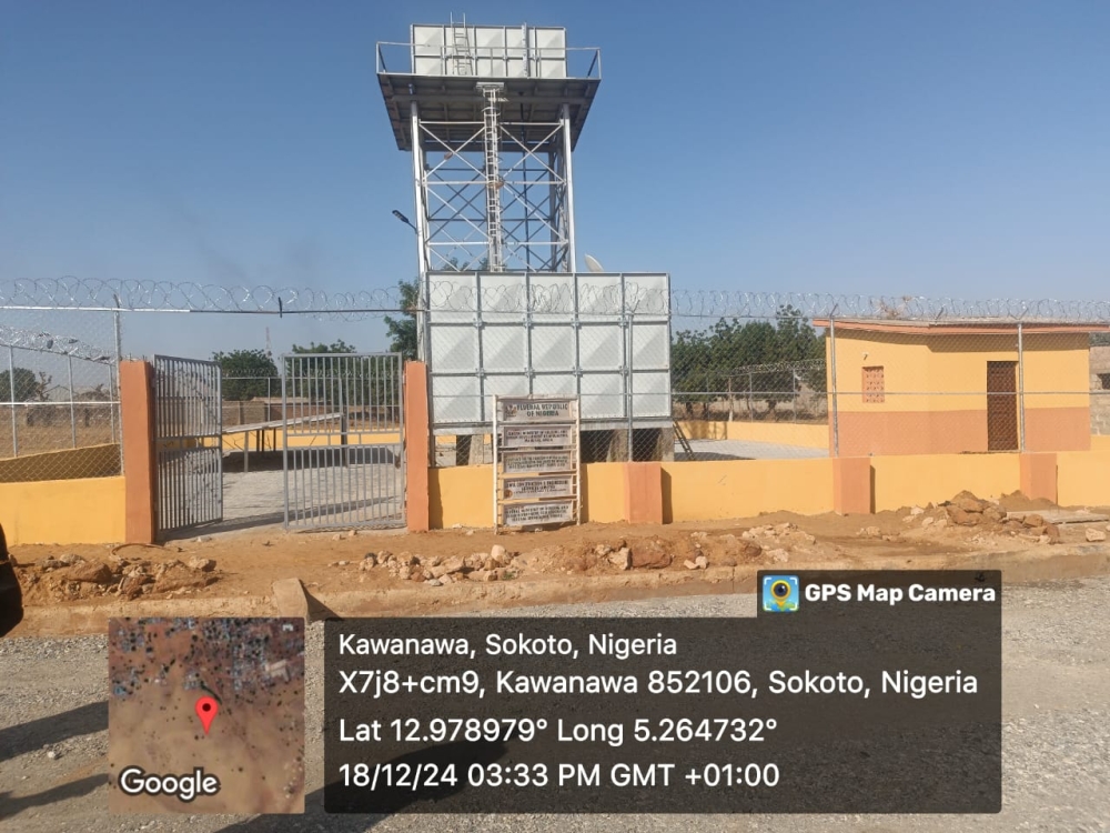 INSPECTION VISIT OF THE WATER PROJECT FOR RENEWED HOPE HOUSING PROGRAMME (RHHP) SITE AT SOKOTO STATE BY THE DIRECTOR/HOD CIVIL ENGINEERING. HE WAS RECEIVED AT THE SITE BY THE CONTROLLER AND THE FIELD OFFICE STAFF ON 18TH DECEMBER 2024.