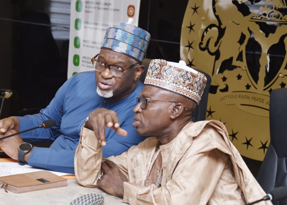 Hon Minister of State, Yusuf Abdullahi Ata and Permanent Secretary,  Dr Shuaib Belgore received briefings on the activities of Federal Mortgage Bank of Nigeria, presented by the MD , Shehu Usman Osidi, Tuesday,  28th January,  2025