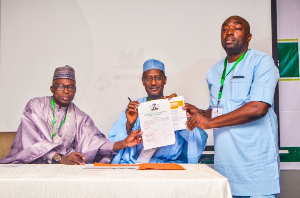 Hon Minister of Housing and Urban Development, Arc. Ahmed Musa Dangiwa signed Performance Contract with the heads of the Housing Agencies; FHA, FMBN and Surveyor General of Federation, @ Radisson Blu Hotel,, Ikeja, Lagos, Wednesday  19th, February,  2025