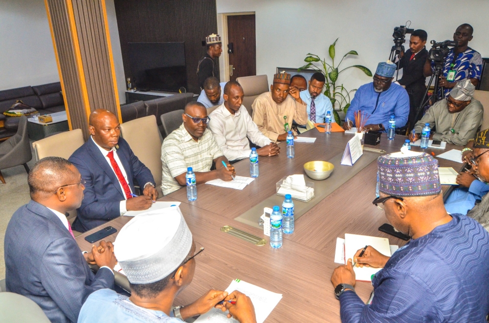 PHOTO SPEAK: (Middle)  Honourable Minister of Housing and Urban Development, Arc. Ahmed Musa Dangiwa; (Left) Permanent Secretary, Federal Ministry of Housing and Urban Development, Dr. Shuaib M.L Belgore; (Right) The Executive Chairman of Economic Financial Crime Commission, Olanipekun Olukayode; during an oversight visits to the Ministry of Housing and Urban Development. Tuesday 20th May, 2025