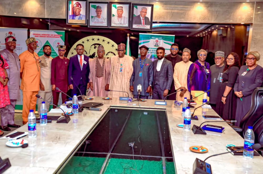 Hon Minister of State,  Rt Hon Abdullahi Ata and Permanent Secretary, Dr Shuaib Belgore in a meeting with the delegation from the University of Uyo, Center for Skills Acquistion and Rural Development at the Conference room of the Ministry,  Mabushi,  Abuja