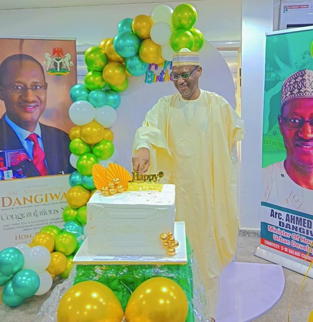Occassion of the 63rd Birthday Celebration of Hon Minister,  FMHUD,  Arc Ahmed Musa Dangiwa,  FNIA,  FCIB with the management staff of the Ministry led by the Permanent Secretary,  Dr Shuaib Belgore,  Tuesday,  January 10th, 2026 in his Office @ Mabushi, Abuja, FCT