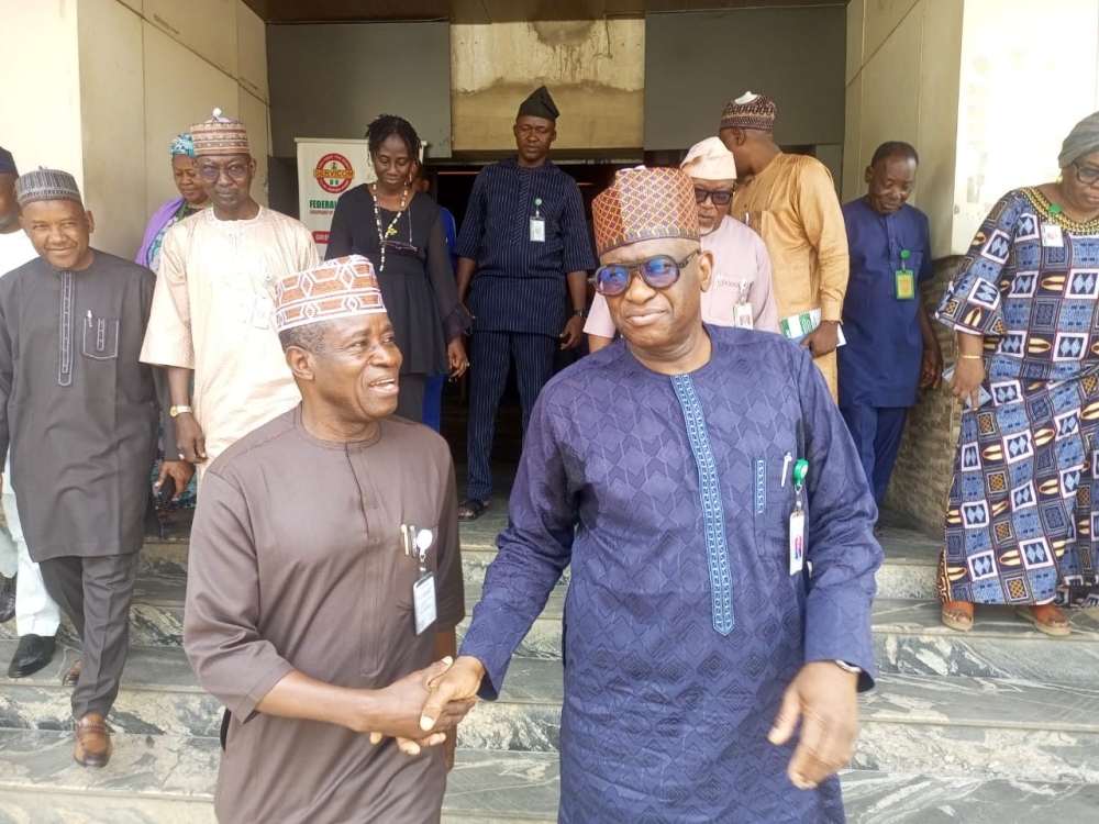 Permanent Secretary, Federal Ministry of Housing and Urban Development, Dr. Shuaib Belgore on courtesy visits to his counterparts at the Federal Ministries of Environment, Alhaji Salihu Aminu Usman (PhD), and Works, Mr Rafiu Adeladan Olarinre in their respective Ministries in Abuja, April 29th, 2026