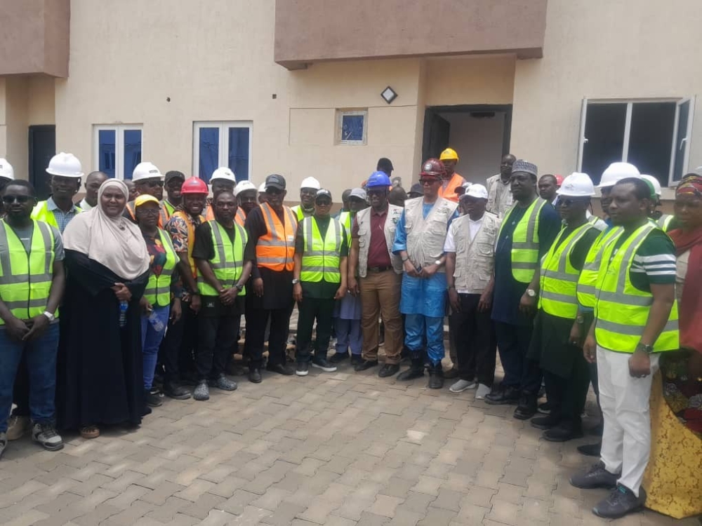 Hon Minister,  FMHUD,  Engr Muttaqha Rabe Darma, Hon Minister of State, Hon. Yusuf Ata, the Permanent Secretary and other management staff of the Ministry on inspection visit to Karsana Renewed Hope City and Federal Govt Military Housing Estate (Brain & Hammers), Abuja. ,April 30th, 2026
