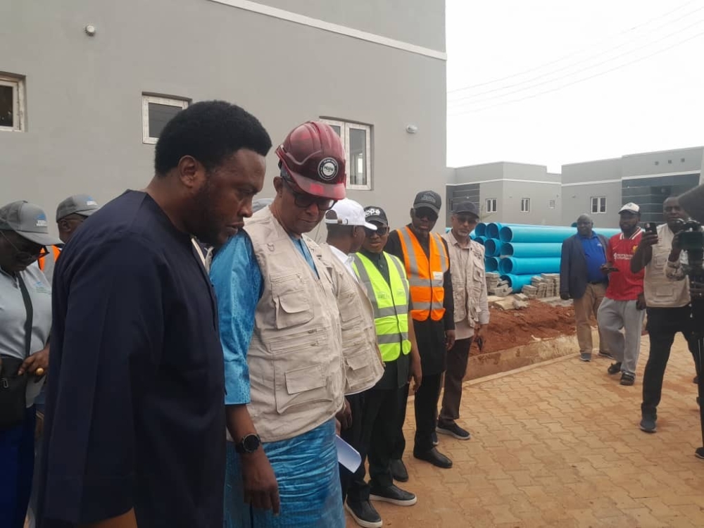 Hon Minister,  FMHUD,  Engr Muttaqha Rabe Darma, Hon Minister of State, Hon. Yusuf Ata, the Permanent Secretary and other management staff of the Ministry on inspection visit to Karsana Renewed Hope City and Federal Govt Military Housing Estate (Brain & Hammers), Abuja. ,April 30th, 2026